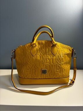 Dooney & Bourke Yellow Embossed Logo Satchel with Crossbody Strap